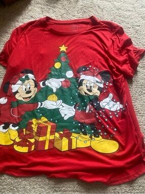 Disney Red Mickey & Minnie Christmas Tree Tee